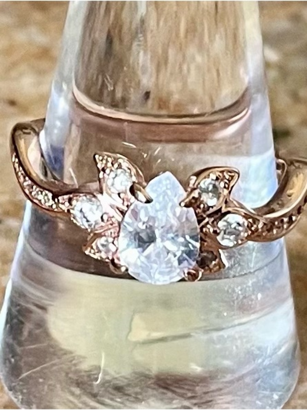 Bomb Party RETRO Mila Bella RBP2256 UNICORN White Topaz Rose Gold Ring HTF